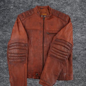 Men’s Motorcycle Biker Vintage Cafe Racer Distressed Brown Real Leather Jacket | Best For Riders & Bikers | Gift For Halloween Christmas
