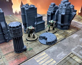 Set de terreno urbano de ciencia ficción: Edificios de Wargaming, escala 6-8 mm