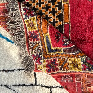 Handknuten röd ullmatta • Tribal Boho Oriental, 5x8 8x10 bild 16