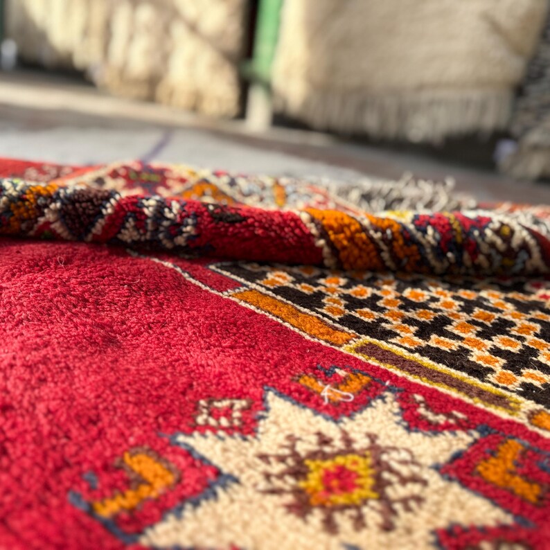 Handknuten röd ullmatta • Tribal Boho Oriental, 5x8 8x10 bild 2