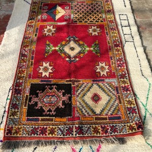 Handknuten röd ullmatta • Tribal Boho Oriental, 5x8 8x10 bild 14