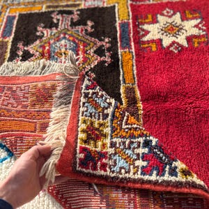 Handknuten röd ullmatta • Tribal Boho Oriental, 5x8 8x10 bild 6