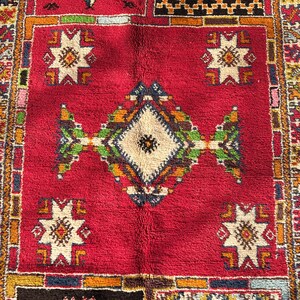 Handknuten röd ullmatta • Tribal Boho Oriental, 5x8 8x10 bild 11