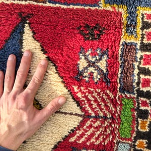 Handknuten röd ullmatta • Tribal Boho Oriental, 5x8 8x10 bild 5