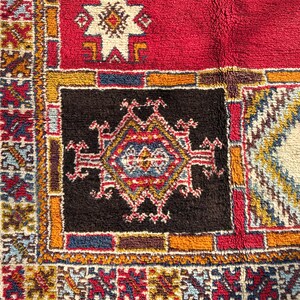 Handknuten röd ullmatta • Tribal Boho Oriental, 5x8 8x10 bild 15
