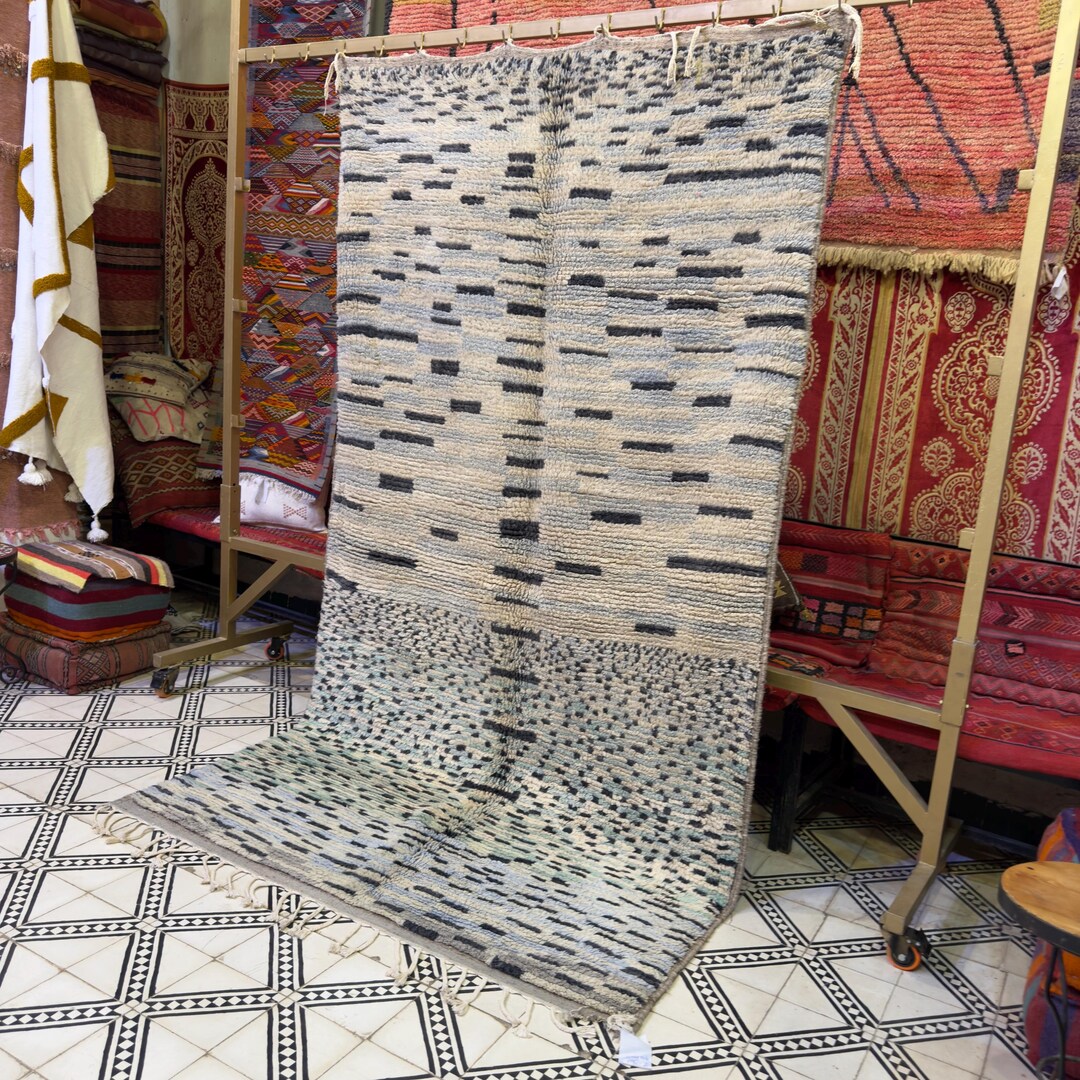 Moroccan Wool Rug, Beni Ourain, Rug for Living Room, Handmade Berber ...