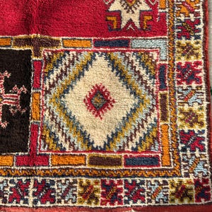 Handknuten röd ullmatta • Tribal Boho Oriental, 5x8 8x10 bild 12
