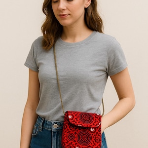 Cartera bordada a mano - Bolso de mano color granate para mujer / Bolsa de regalo étnica