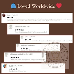 以下が含まれることがあります： 「Loved Worldwide」のテキストが入った、製品の顧客レビュー画像。レビューには星評価と、フィット感、品質、カスタマーサービスに関するコメントが含まれています。ハートのアイコンも表示されています。