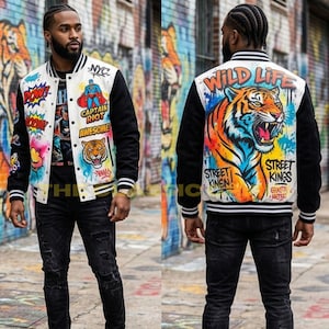 Graffiti Leather Jacket Mens - Etsy