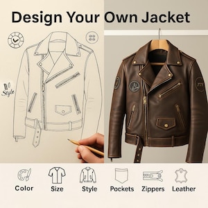 Personlig läderjacka tillverkad på beställning, skräddarsydd handgjord kappa ytterkläder för män och kvinnor