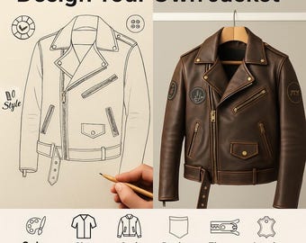 Personalized Leather Jacket Made to Order, Custom Handmade Bespoke Coat Outerwear for Men Women