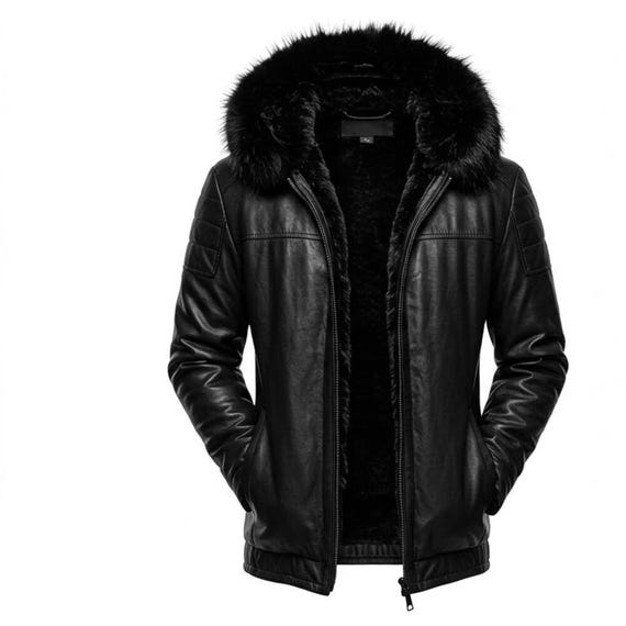 Herren Pu Lerjacke Herbst Und Winter Plüsch Fleece Kapuzen Mantel Freizeit Oberbekleidung