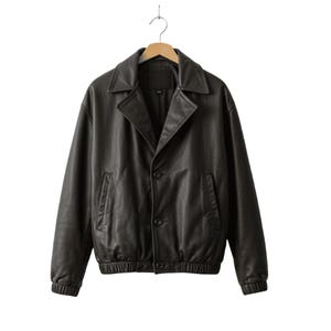Men&#39;s Genuine Leather Oversized Bomber Jacket: Vintage Style Outerwear