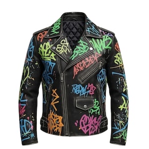 Graffiti Leather Jacket Mens - Etsy
