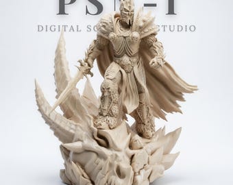 Plik STL Arthasa Menethila | Model do druku 3D z World of Warcraft | Posąg Króla Lisza 178 mm i 75 mm | Diorama kolekcjonerska dla graczy