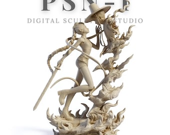 Rumi – Kpop Demon Hunters 3D Print STL | Dynamic Anime Girl Statue, Sword & Flame Diorama | Collectible Figure for 3D Printing Fans