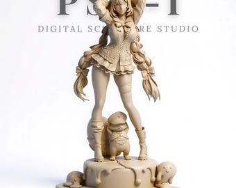 Yuzuha-beeldje STL – Zenless Zone Zero geïnspireerd animemeisjesstandbeeld | High-detail 3D-printmodel, gesplitste onderdelen, verzameldisplayfiguur
