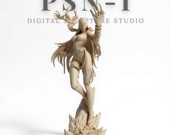 Fallen Winged Enchantress – Dark Seraph STL Statue | Dynamic Floating Pose