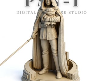 Luke Skywalker STL & Bust | Star Wars Inspired Jedi Statue for 3D Printing | High-Detail Resin Model with Grogu