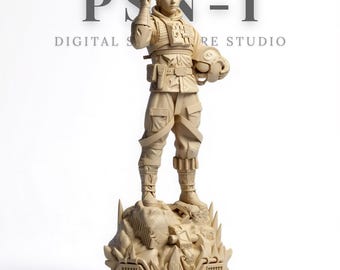 Luke Pilot Sculpture – Rebel Ace Standing on Crashed Starfighter Ruins | Heroic Sci-Fi Character Statue & Portrait Bust STL for 3D Printing