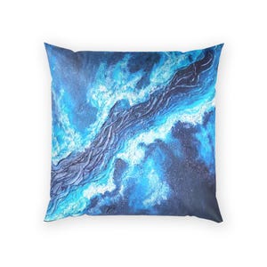 Blue Agate Marble Throw Pillow | Poly Velvet Pillow