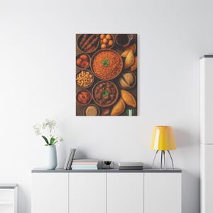 Nigerian Cuisine Canvas Wall Art | Afrocentric Kitchen Decor, Naija Restaurant & Dining Room Artwork