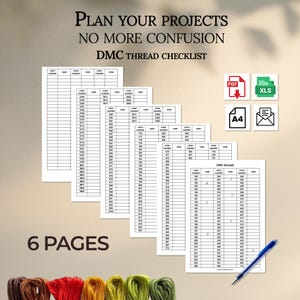 DMC Thread Organizer PDF XLS Stickgarn Checkliste Printable