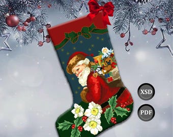 St. Nick Christmas Stocking: Cross Stitch Pattern (PDF Downloadable Chart