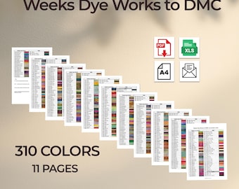 Weeks Dye Works to DMC Conversion Chart Excel PDF