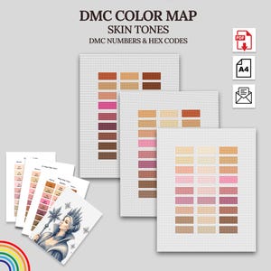 DMC Skin Tone Color Chart, Embroidery Palette, DMC Numbers & HEX Codes
