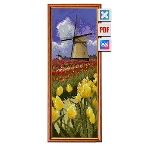 Tulip Windmill Cross Stitch| PDF + Pattern Keeper + SAGA