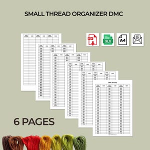 Small DMC Thread Organizer | Compact Floss Inventory & Project Planner