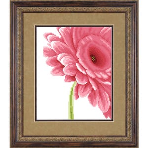 Gerbera rosa: Patrón de punto de cruz. Maravillosa decoración de pared (Descarga instantánea en PDF)