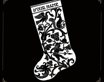 Victorian Cross-Stitch Christmas Stocking Pattern - Instant PDF Download