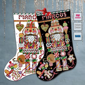 Patrones de punto de cruz: Calcetín navideño Cascanueces / PDF / Guardián de patrones / SAGA