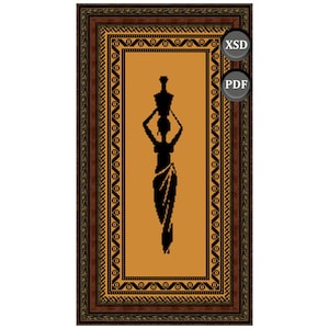 Patrón de punto de cruz vintage - Africano. Blackwork étnico. Descarga instantánea (PDF + XSD)