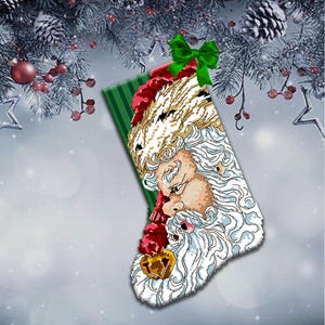 Cozy Forest Santa Cross Stitch Pattern - Christmas Stocking Embroidery Design, PDF Download