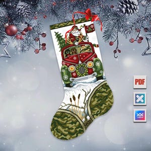 Bas de Noël aventure de chasse du Père Noël | PDF + Patron + SAGA