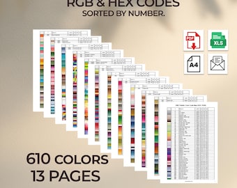 The complete DMC color palette: RGB and HEX codes. Sorted by number.