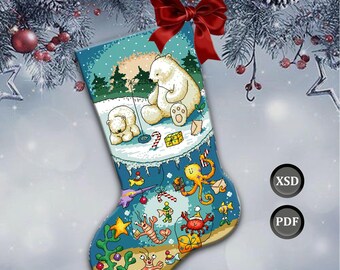 Polar Bear Christmas Stocking Cross Stitch Pattern - Lucie Heaton ...