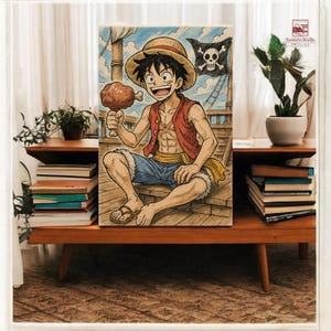 Inspired of One Piece Luffy Anime Canvas | One Piece Inspired Wall Art, One Piece Anime Print, Straw Hat Pirate Decor, Luffy Pirate Ship.