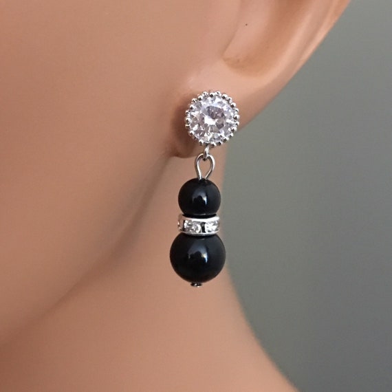 Black pearl earrings cheap and necklaces sets