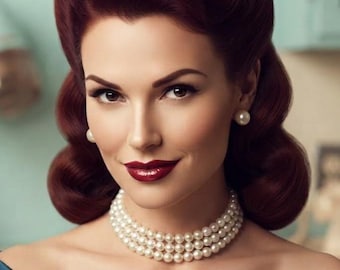 Pearl Choker Necklace and Stud Earrings Set, 3 Strands Swarovski Pearls, Wedding Jewelry