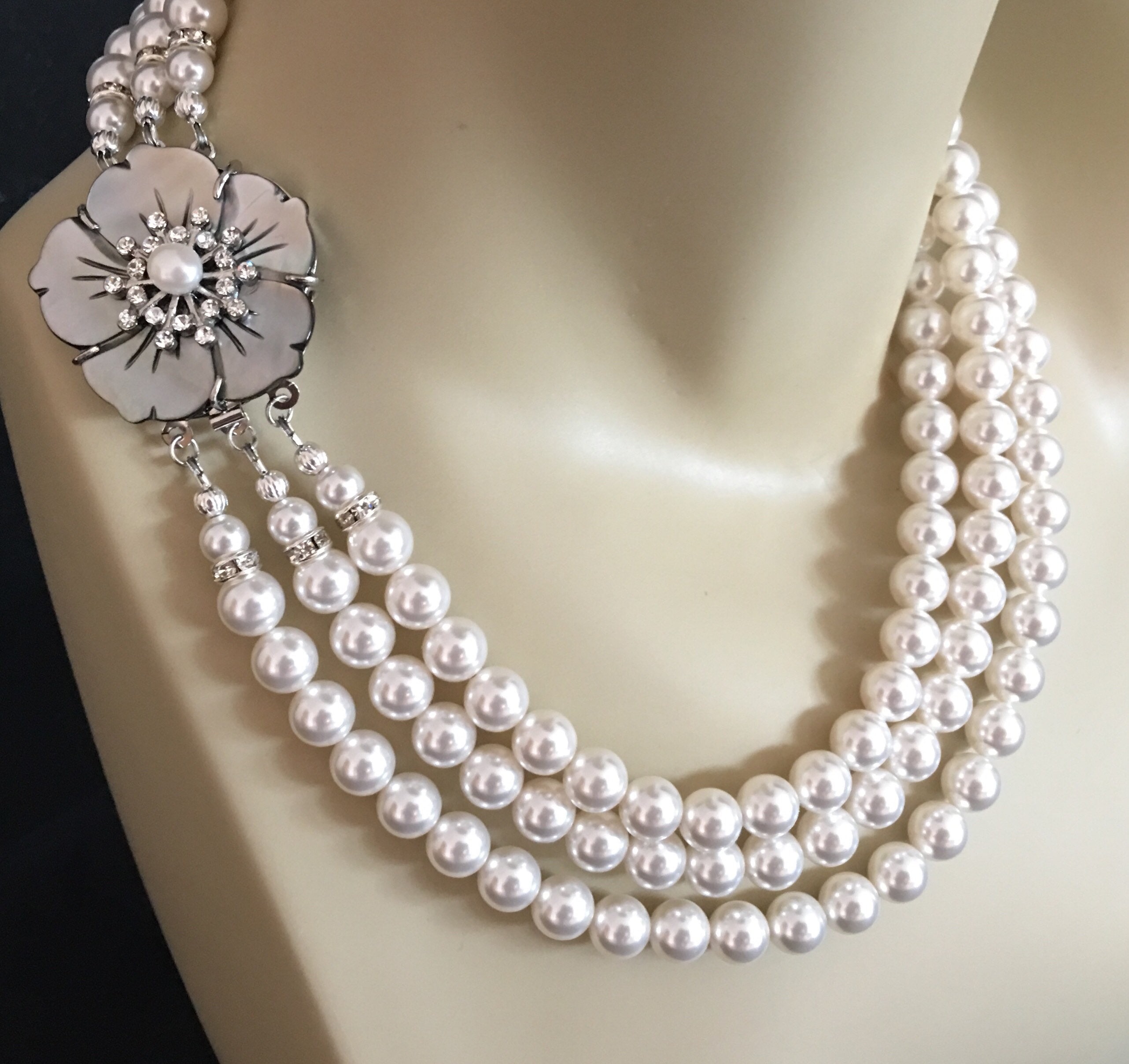 Classic Pearl Necklace, 10mm Dia, Faux Pearls