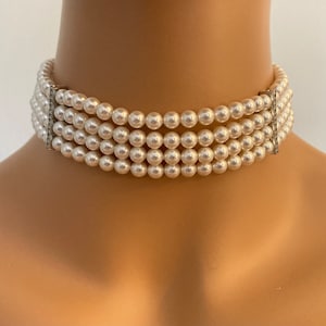 Shiny Colorful Cubic Zirconia 3 Rows Multi Layer Bridal Wedding Choker Necklace Earrings Jewelry Set for Women main image 1