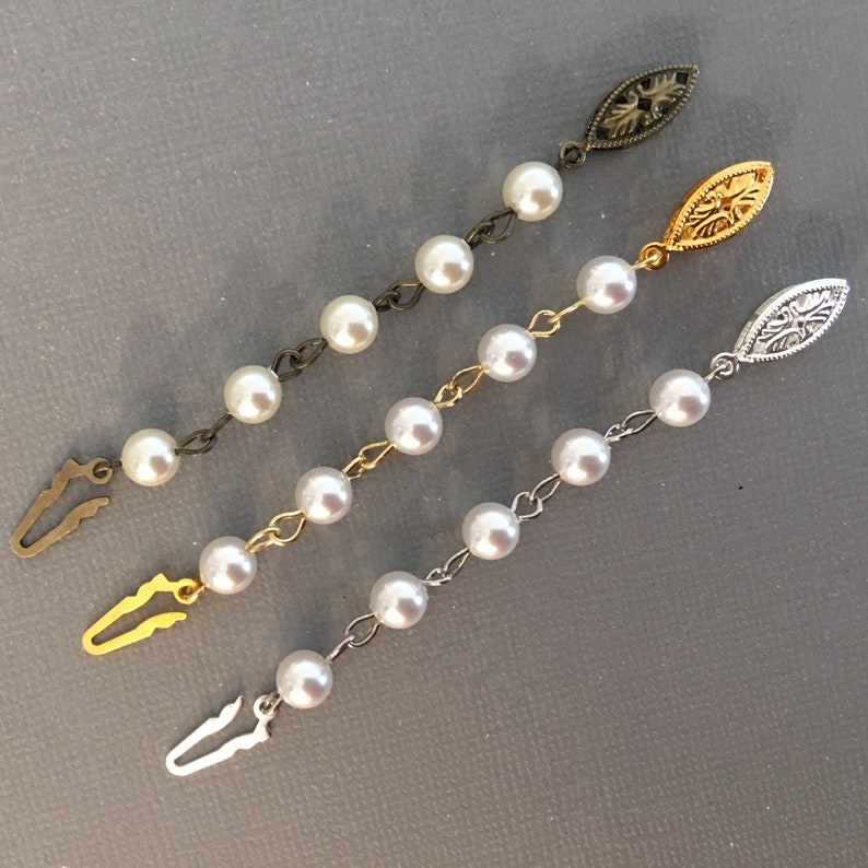 Pearl Necklace Extender in Gold Silver or Bronze and Cream Etsy