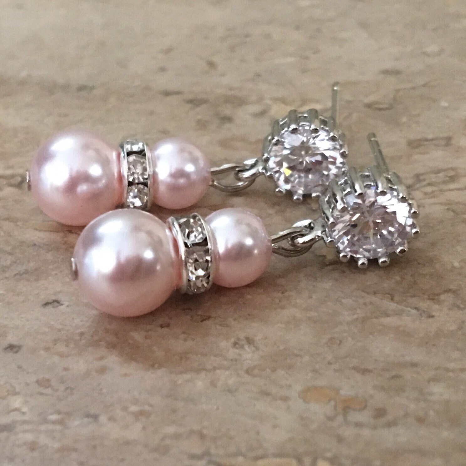 Blush Backdrop Necklace Set with Earrings Blush Rosaline Pink Etsy