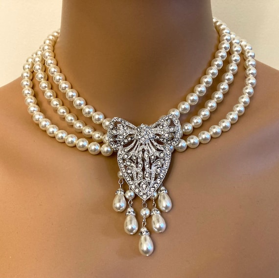 Art deco pearl necklace deals