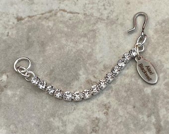 Necklace Extender- Rhinestone Necklace Extender in silver and clear rhinestones to lengthen short necklaces a great gift for vintage jewelry